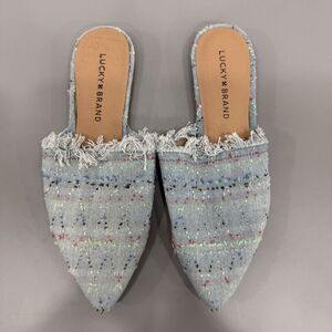 Lucky Brand Women's Bapsee Mule Slide Light Blue Denim Multicolor Slip On 6.5